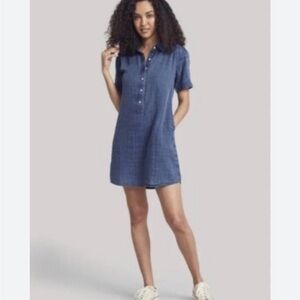 Faherty Hana Blue Chambray Mini Shirtdress size M